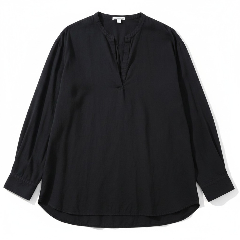 James Perse Shirt Womens 4 US XL Dark Gray Black Bison Tunic Split Neck Top